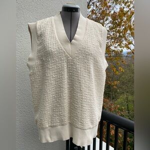 New Zara V-neck Cotton blend Knit Ecru Women’s Vest size medium
